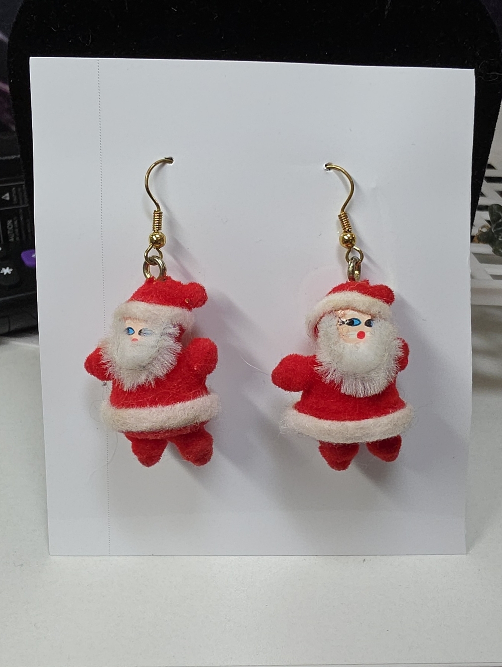 Festive Santa Plush Drop Earrings - Red Christmas Kids Toy Accessory